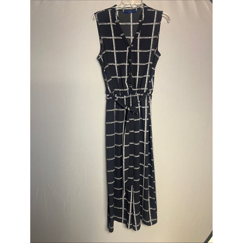 Apt. 9 Black and White Windowpane Sleeveless Jumpsuit